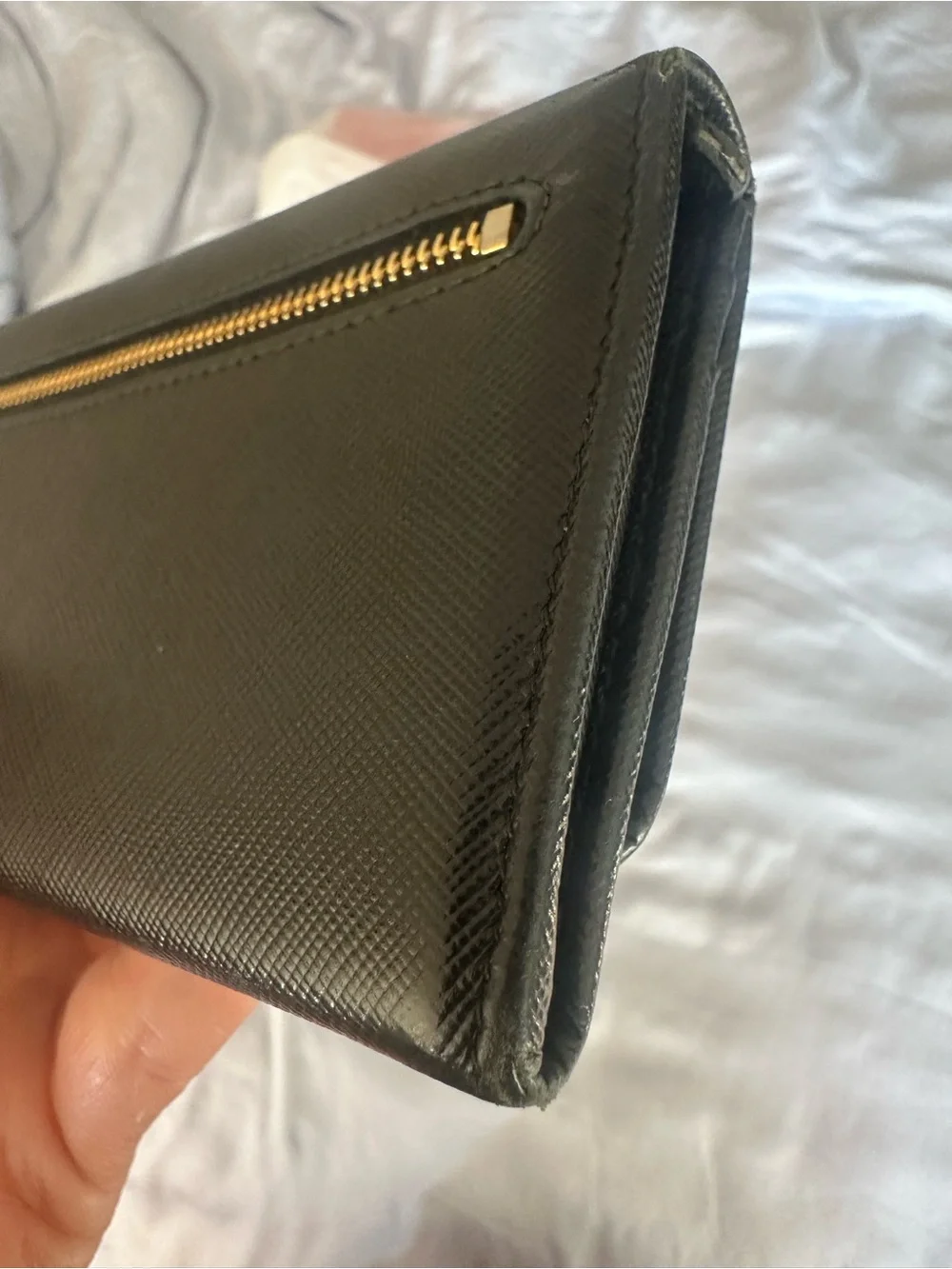 Prada Olive Green Saffiano Leather Wallet